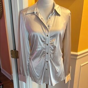 Cache Silver Long Sleeve Button Down Shirt